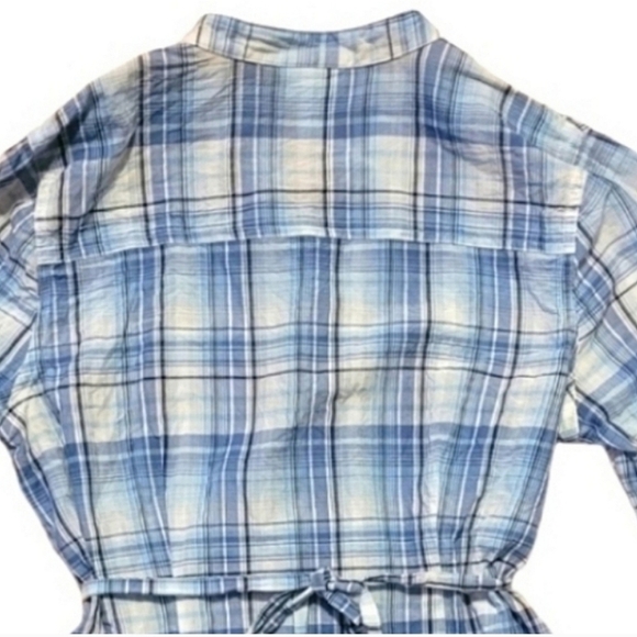Motherhood Maternity Plaid Convertible Sleeve Button Front Top Sz M - Picture 6 of 9